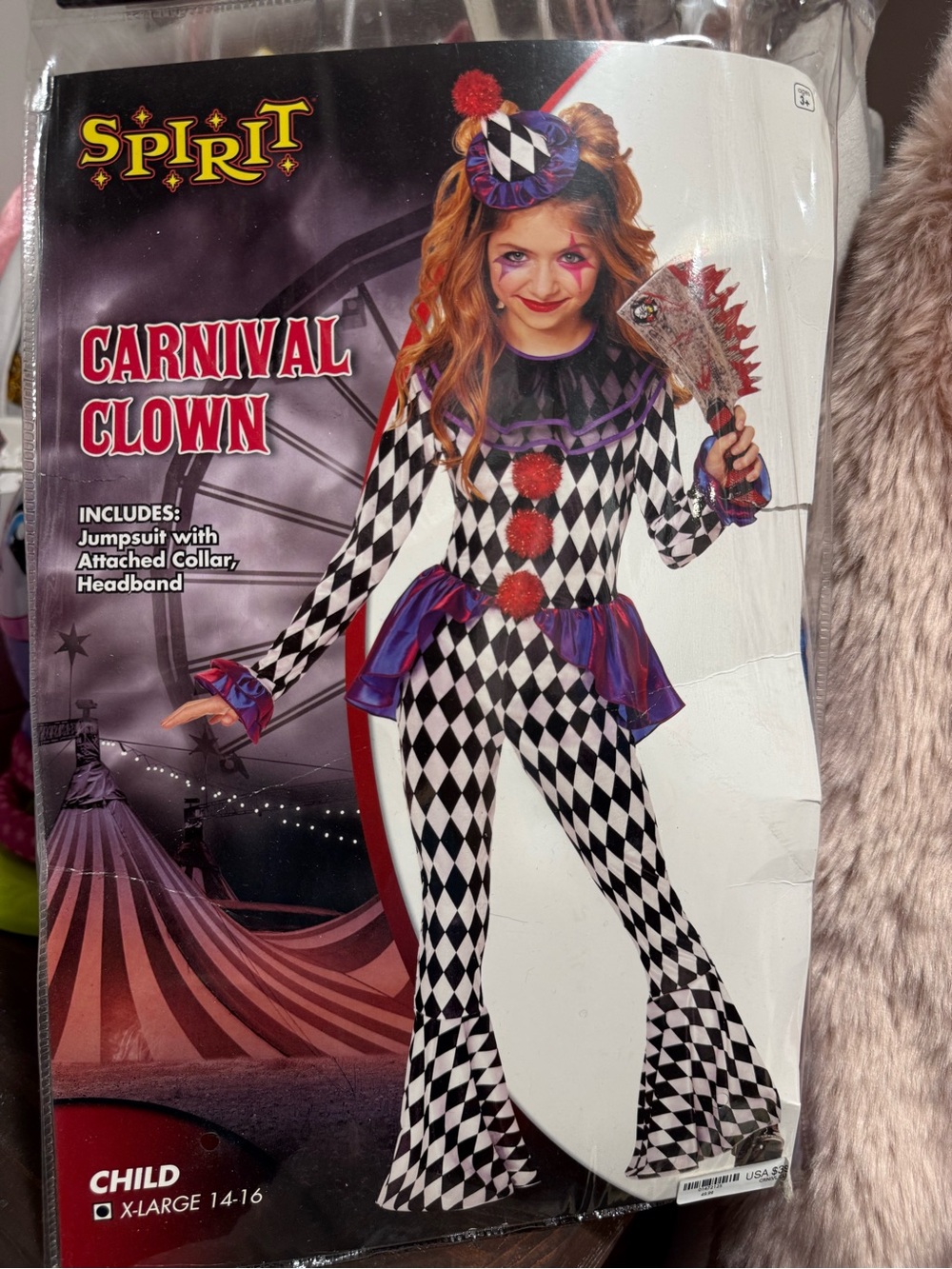 Spirit Carnival Clown Costume - Black, White, Purple, Red
